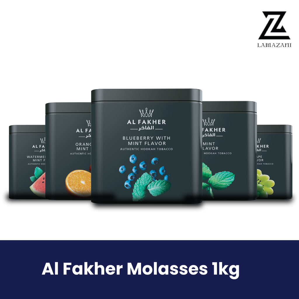 Al Fakher 1kg hookah molasses assorted flavors including Blueberry Mint.