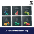 Al Fakher 1kg hookah molasses in six popular fruit flavors.