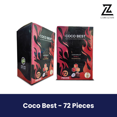 Coco Best High Quality Coconut Shell Charcoal - 72 Pieces pack.