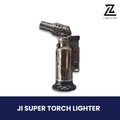 Ji Super refillable butane torch lighter with adjustable windproof flame.