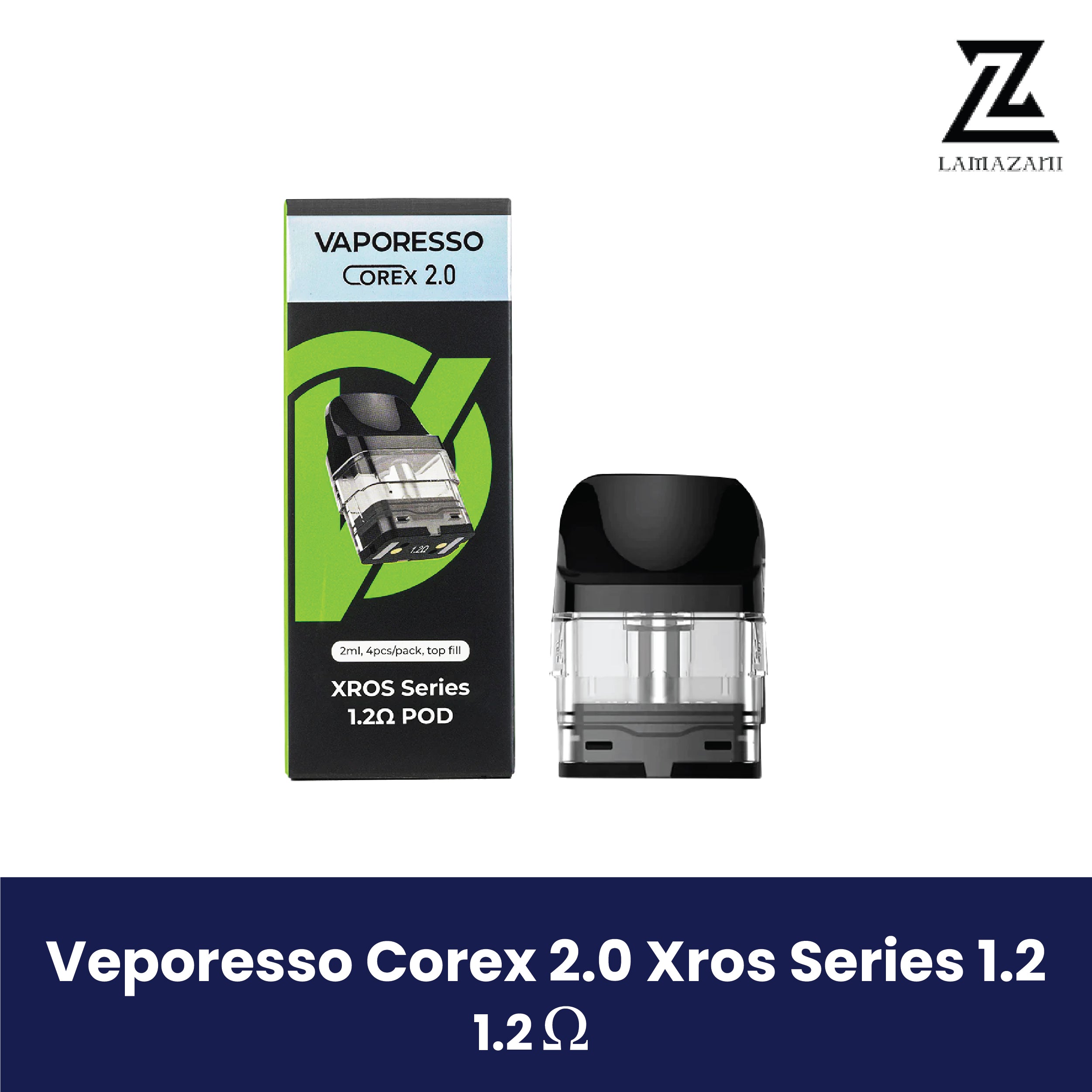 Vaporesso Corex 2.0 XROS Series 1.2 ohm refillable pod, 2ml capacity.