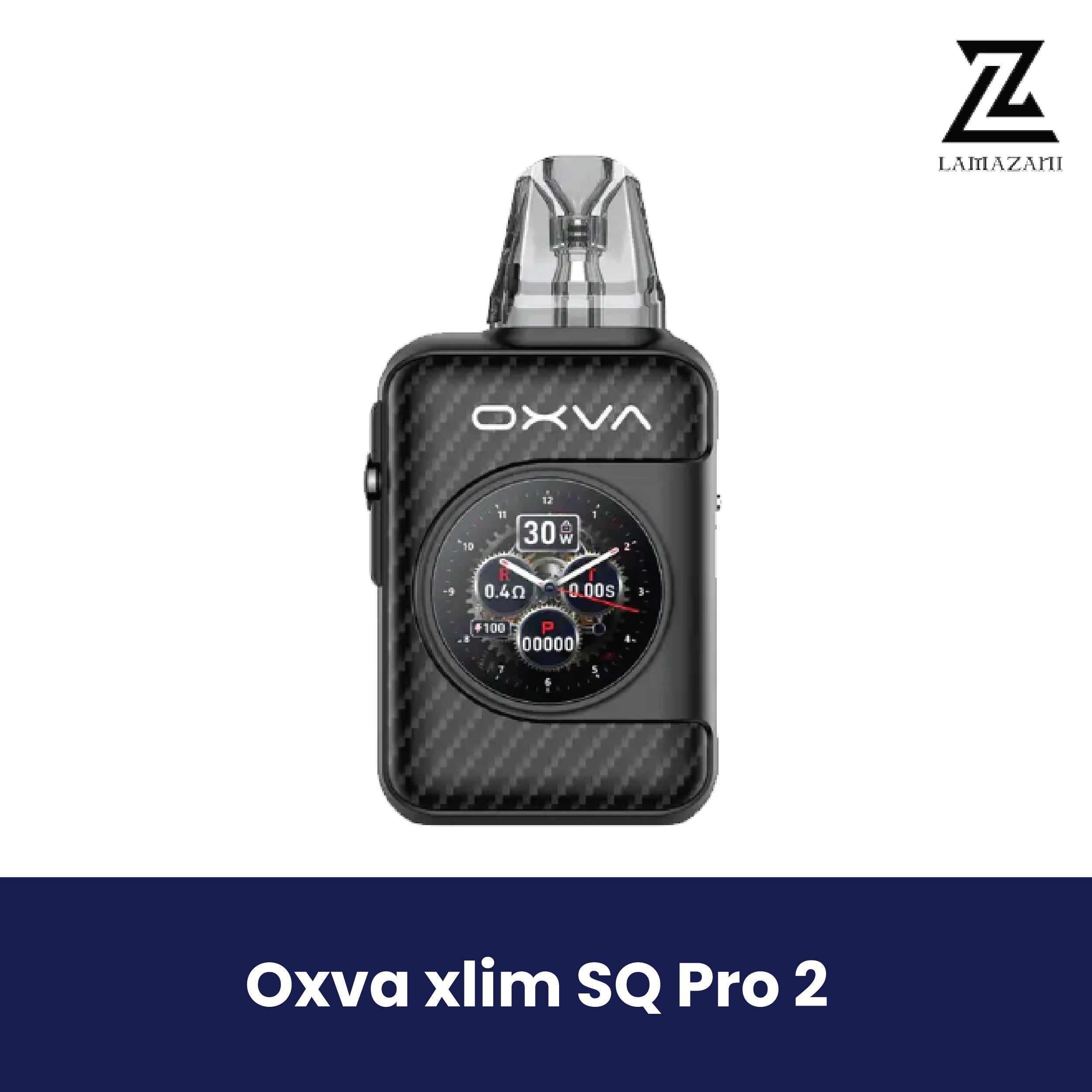 Black Oxva Xlim SQ Pro 2 pod vape with circular color screen.