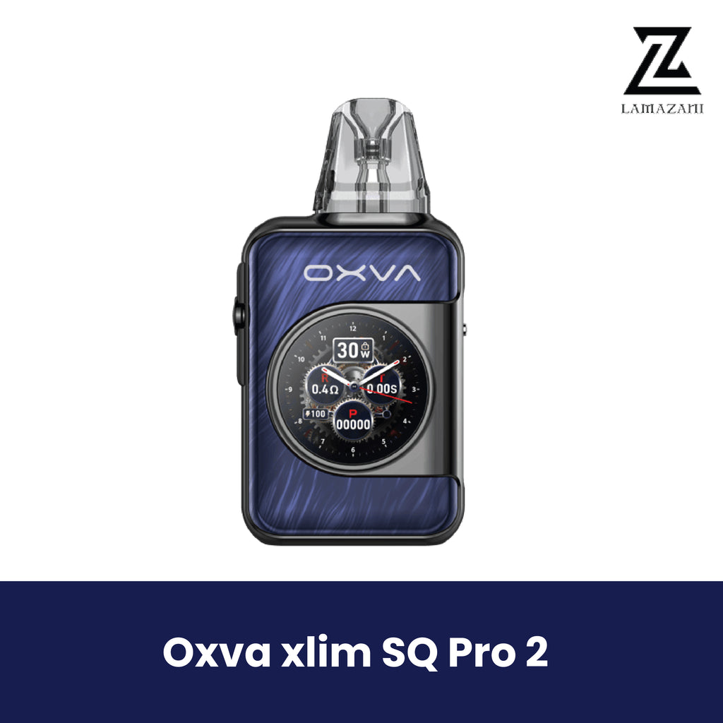 Blue Oxva Xlim SQ Pro 2 pod vape with circular color screen.