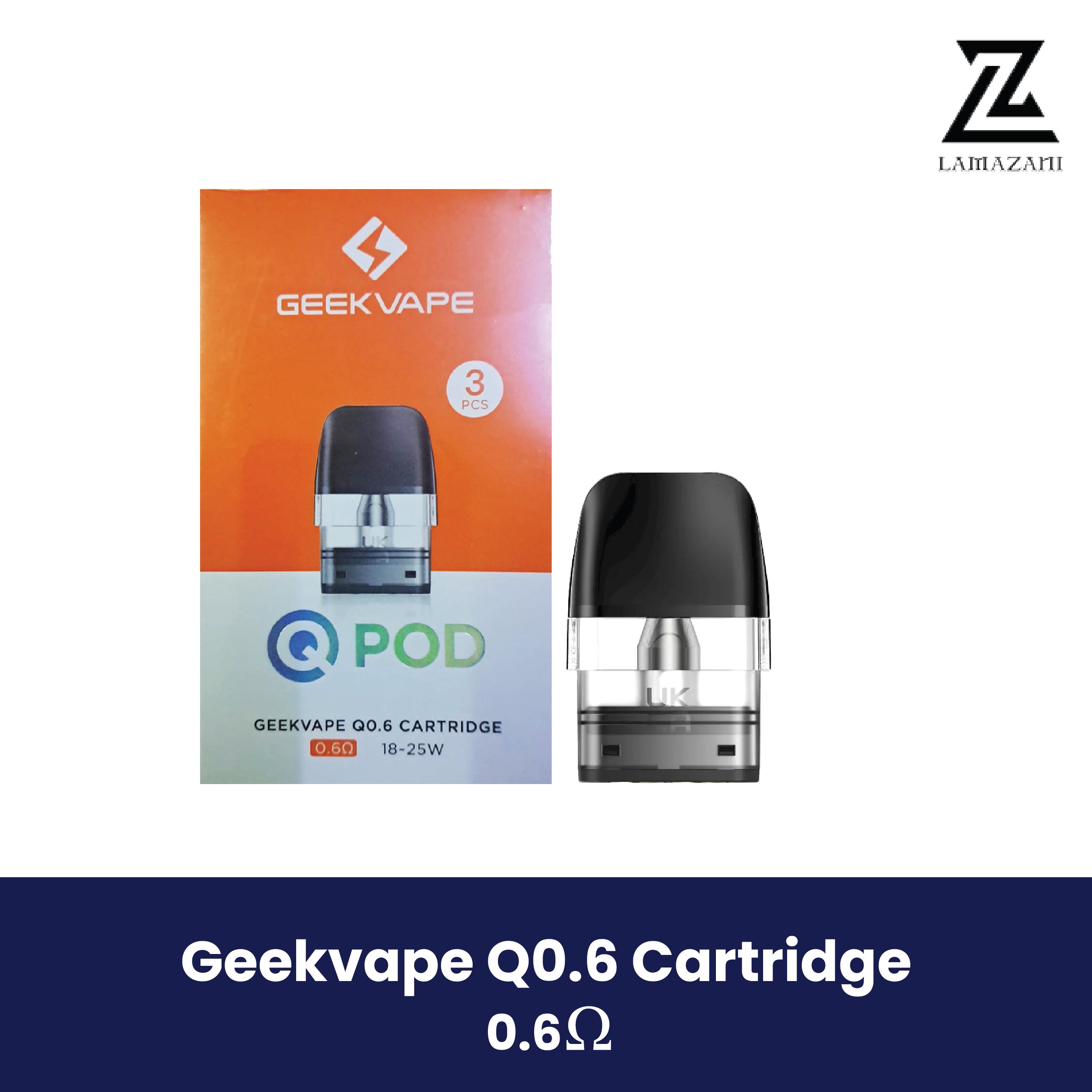 Geekvape One Pod 0.6Ω refillable pod and 3-piece retail box.