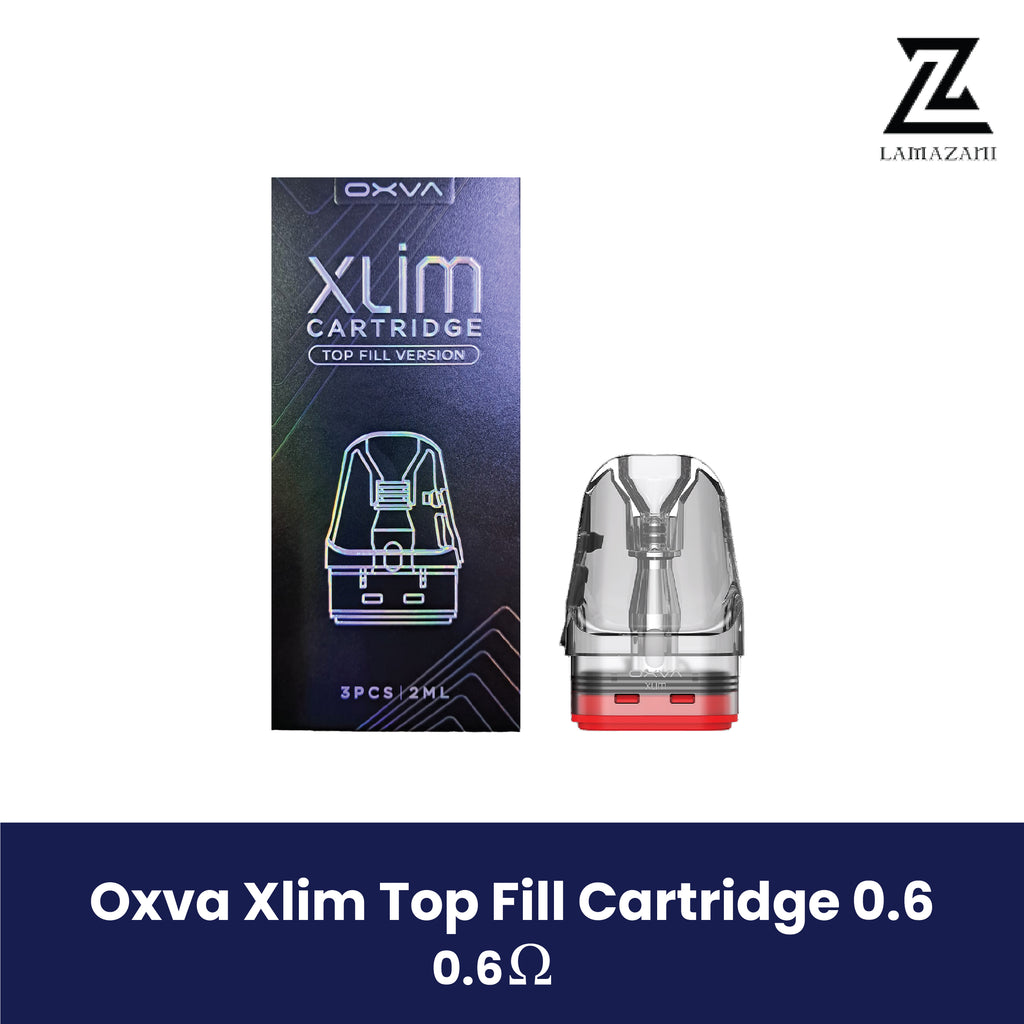 OXVA Xlim 0.6-ohm Top Fill Cartridge and box.