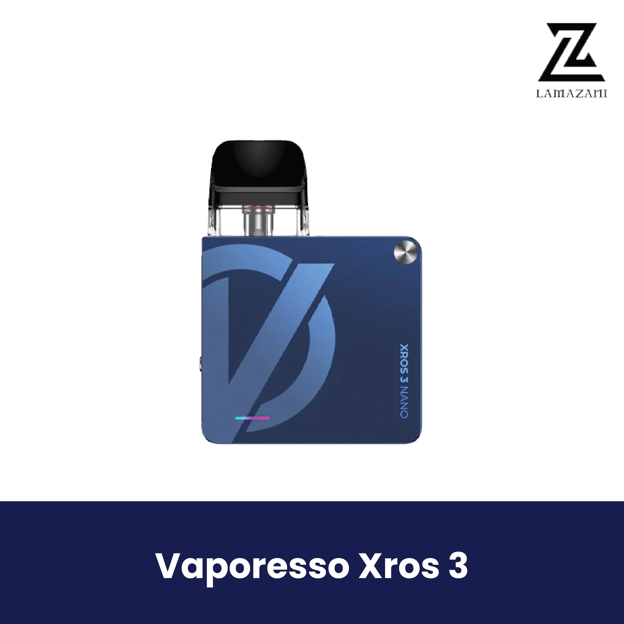 Navy Blue Vaporesso Xros 3 Nano pod system vape device.