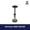 Richman-RMD-BAH120 hookah with a brown textured stem and a clear glass base, featured on a Lamazani branded product image.