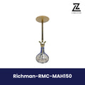Gold Richman-RMC-MAH150 hookah with a smooth metallic stem and clear glass base, featured on a Lamazani branded product image.