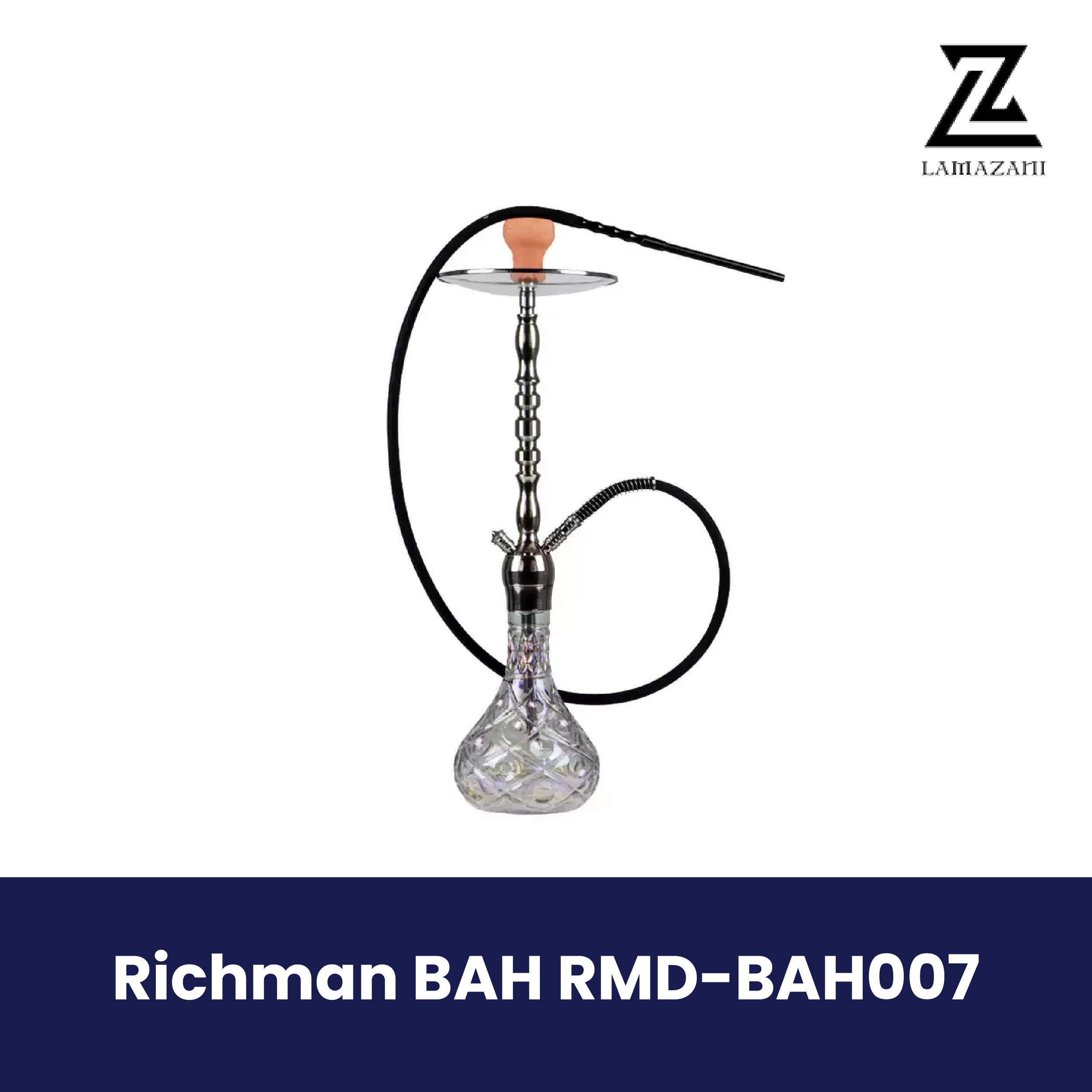 Richman luxury hookah with crystal glass base and stainless steel body