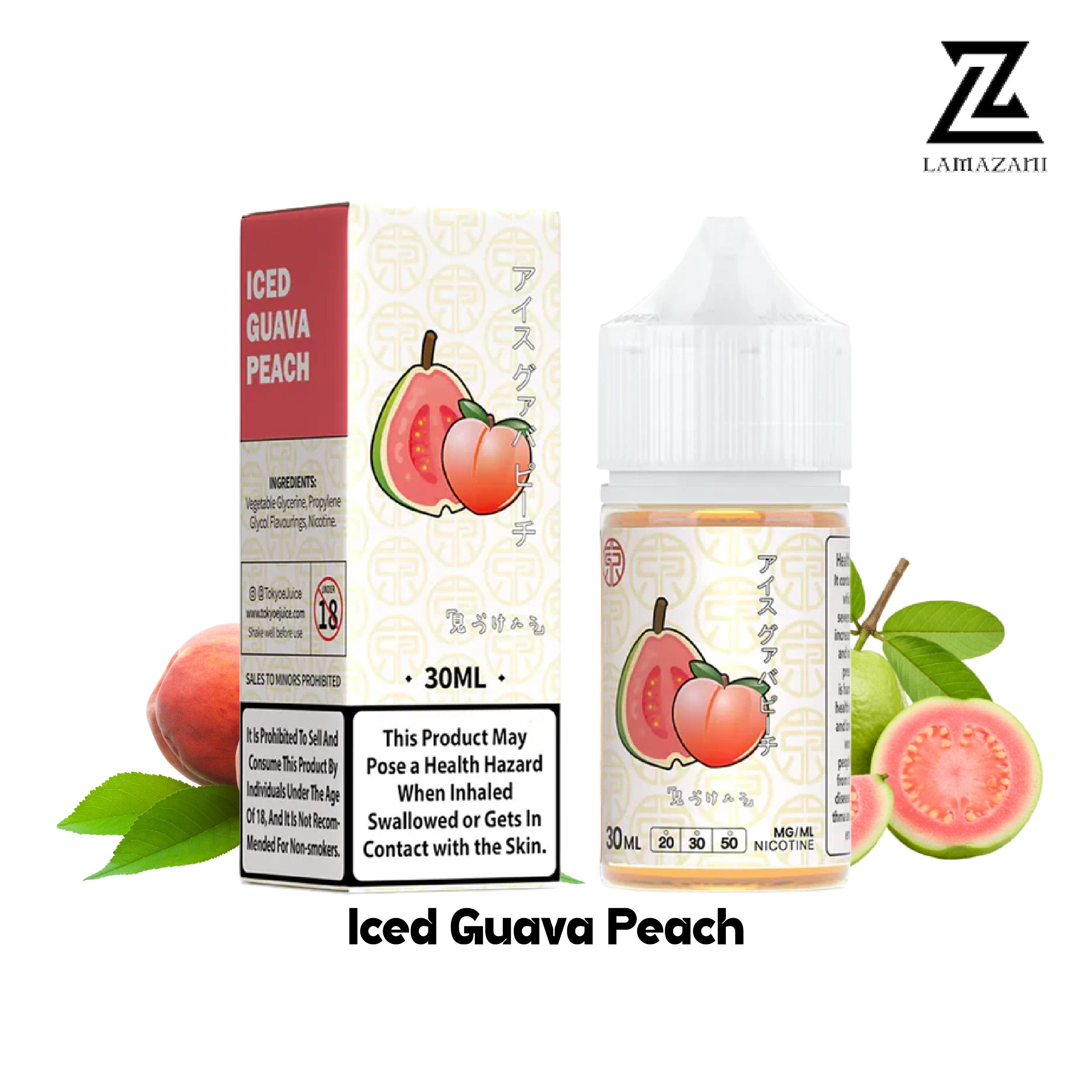 Tokyo Iced Guava Peach 30ml nic salt with 30mg & 50mg vape juice.