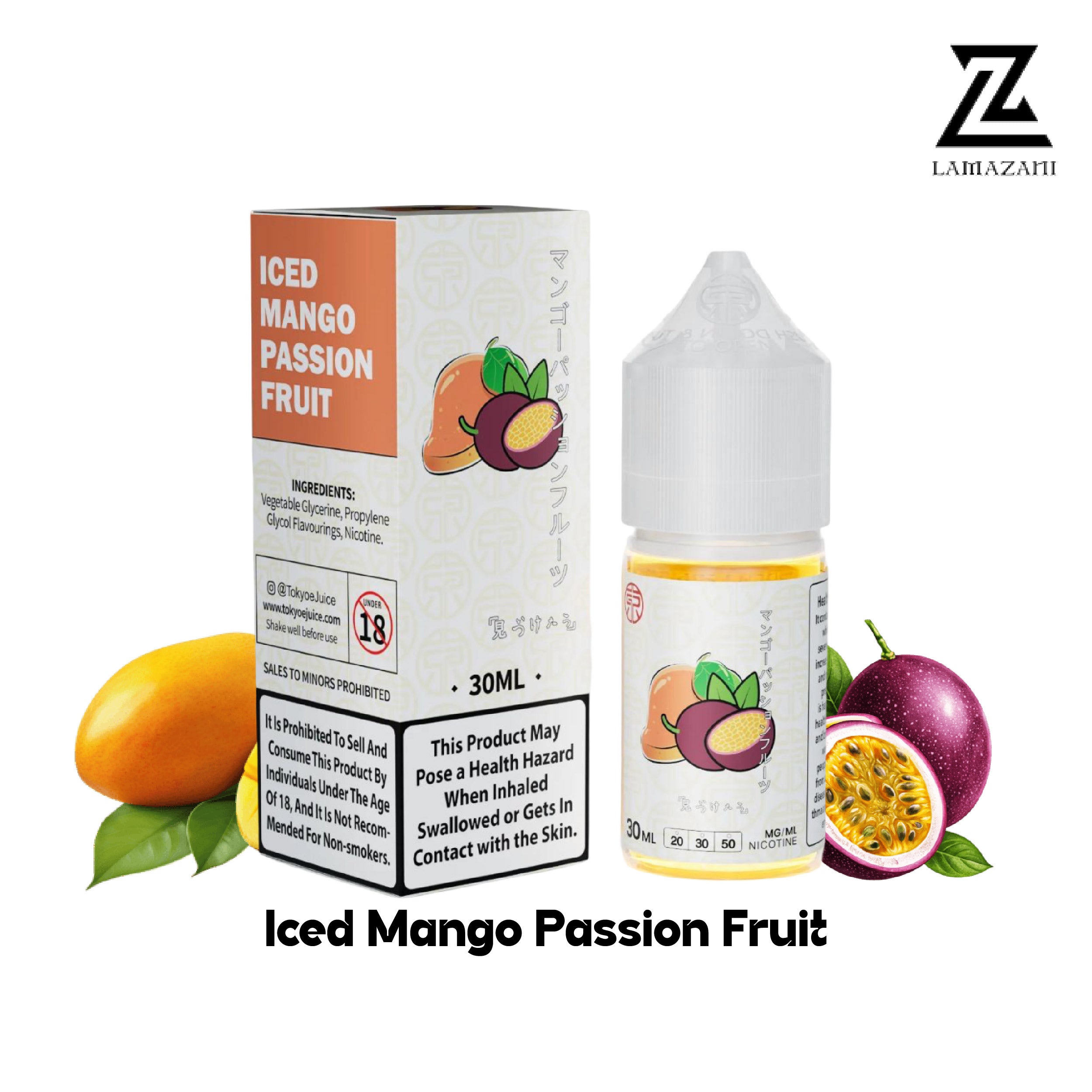 Tokyo Iced Mango Passion Fruit 30ml nic salt with 30mg & 50mg vape juice.