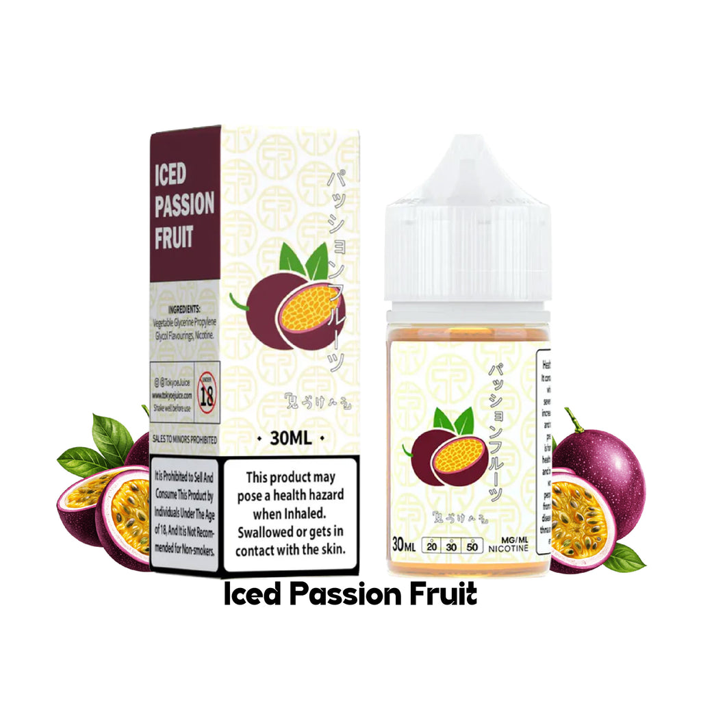 Tokyo Iced Passion Fruit 30ml nic salt with 30mg & 50mg vape juice.
