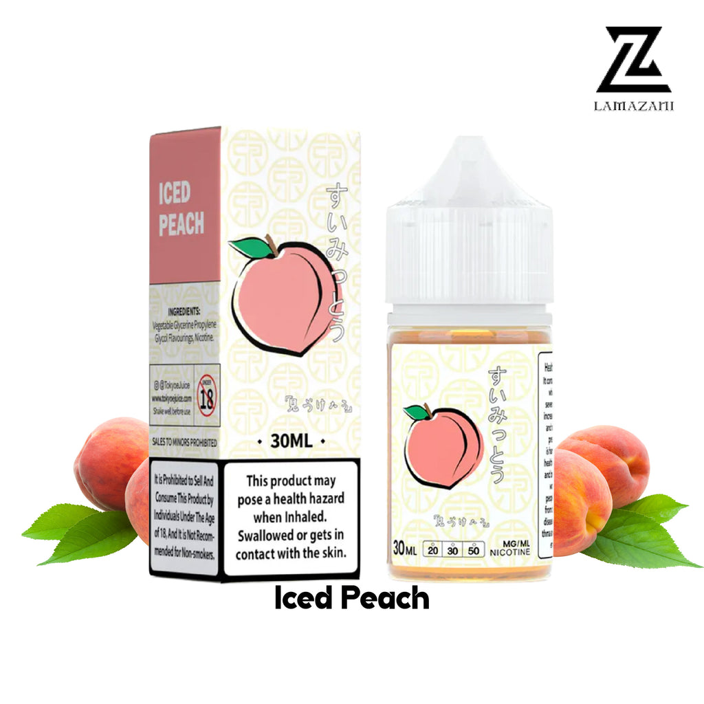 Tokyo Iced Peach 30ml nic salt with 30mg & 50mg  vape juice.