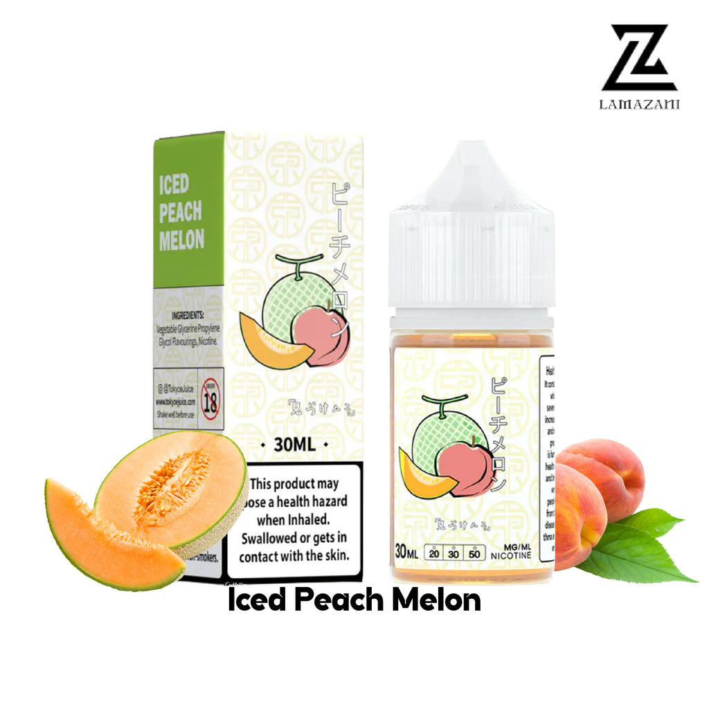 Tokyo Iced Peach Melon 30ml nic salt with 30mg & 50mg vape juice.