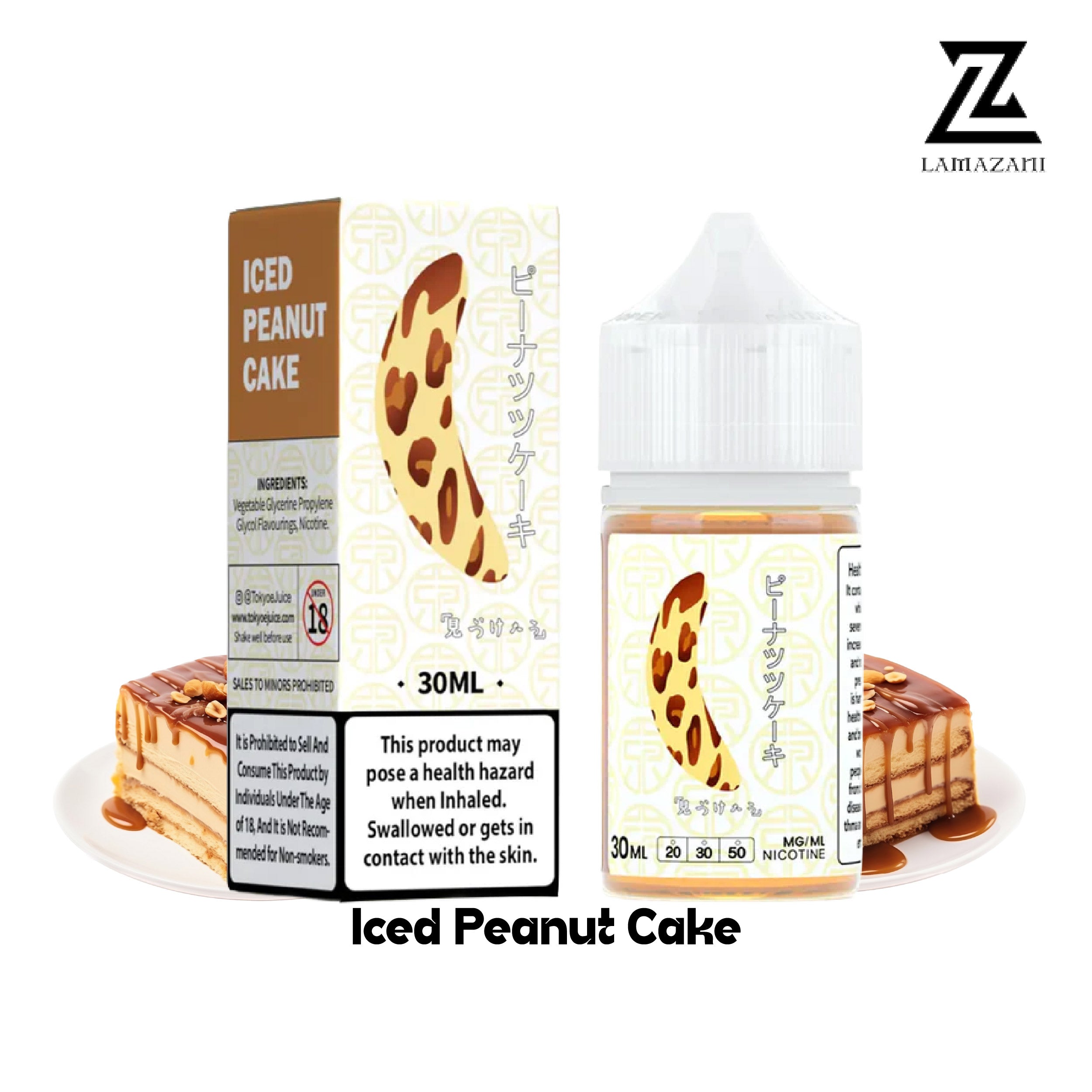 Tokyo Iced Peanut Cake 30ml nic salt  with 30mg & 50mg vape juice.