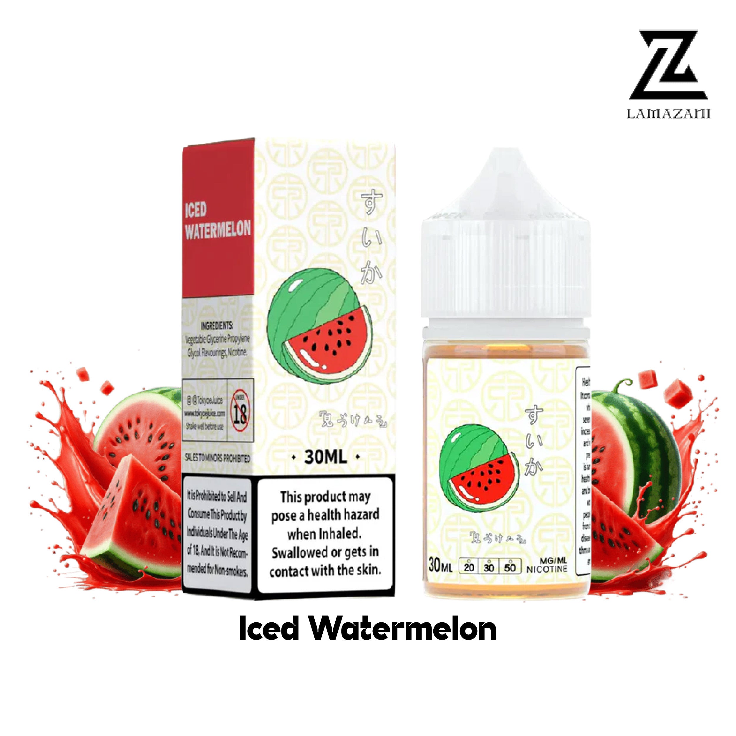 Tokyo Iced Watermelon 30ml nic salt with 30mg & 50mg vape juice.
