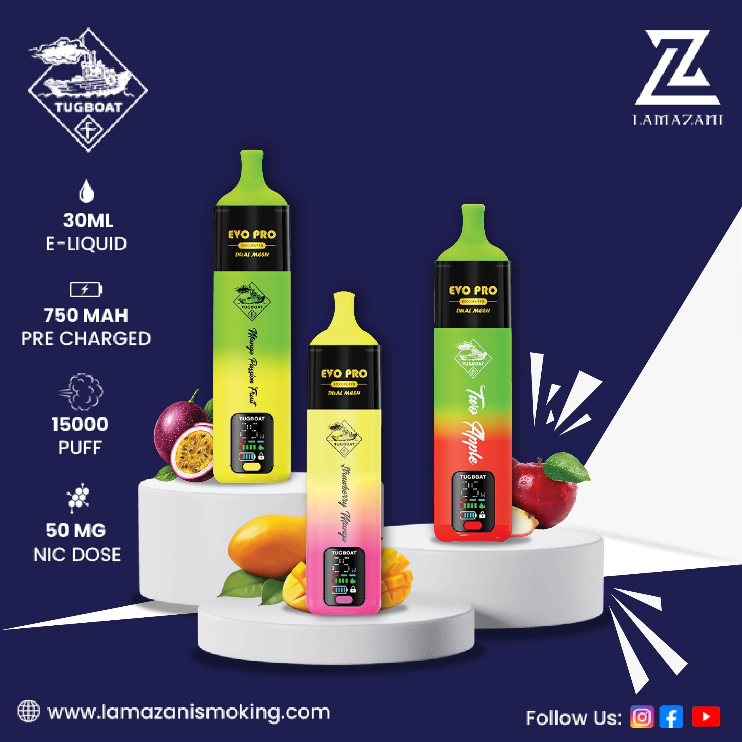 Tugboat EVO Pro Disposable Vape 15000 Puffs Lamazani Smoking Tugboat EVO Pro Disposable Vape 15000 Puffs Lamazani Smoking