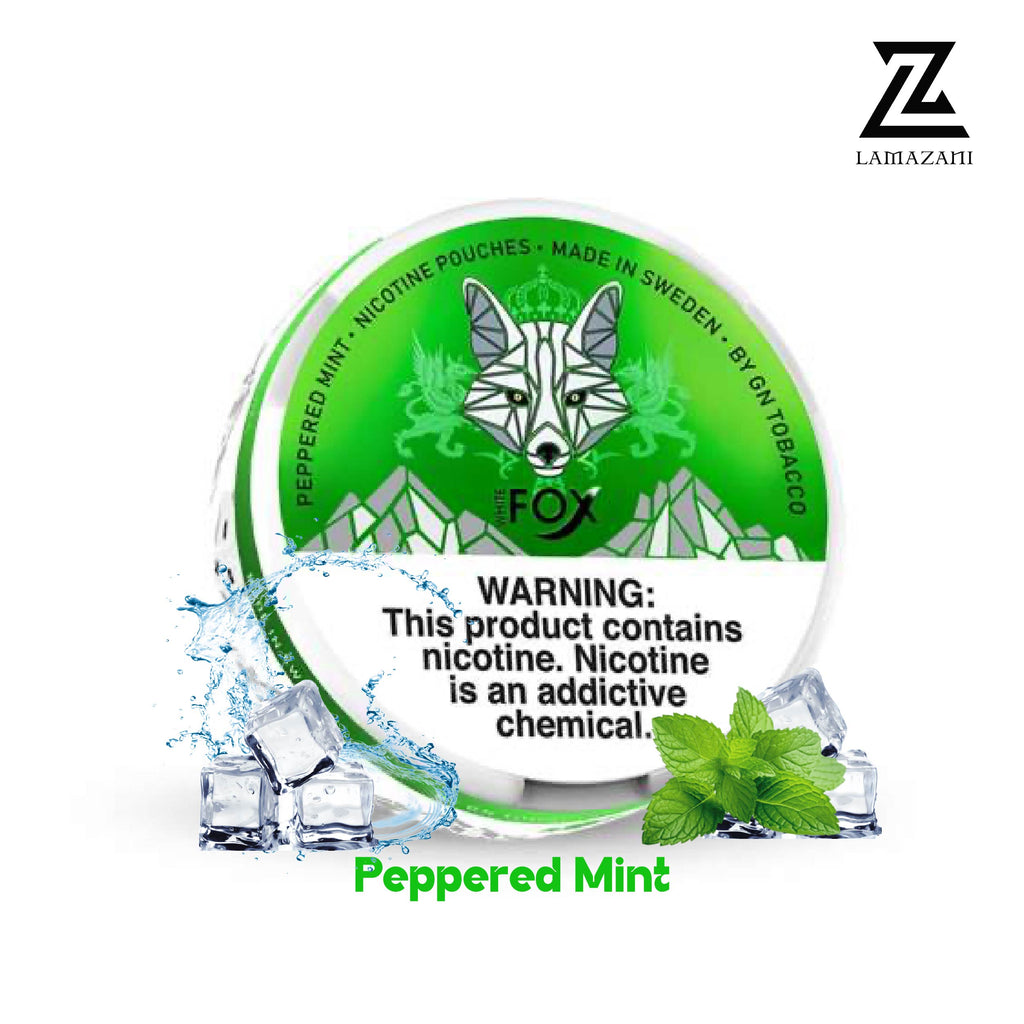 White Fox Nicotine Pouch Peppered Mint  | Lamazani

